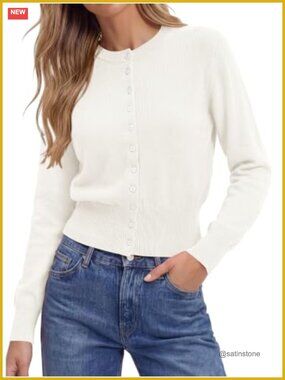 Women's Long Sleeve Button Down Cardigan Sweater Lightweight Knit